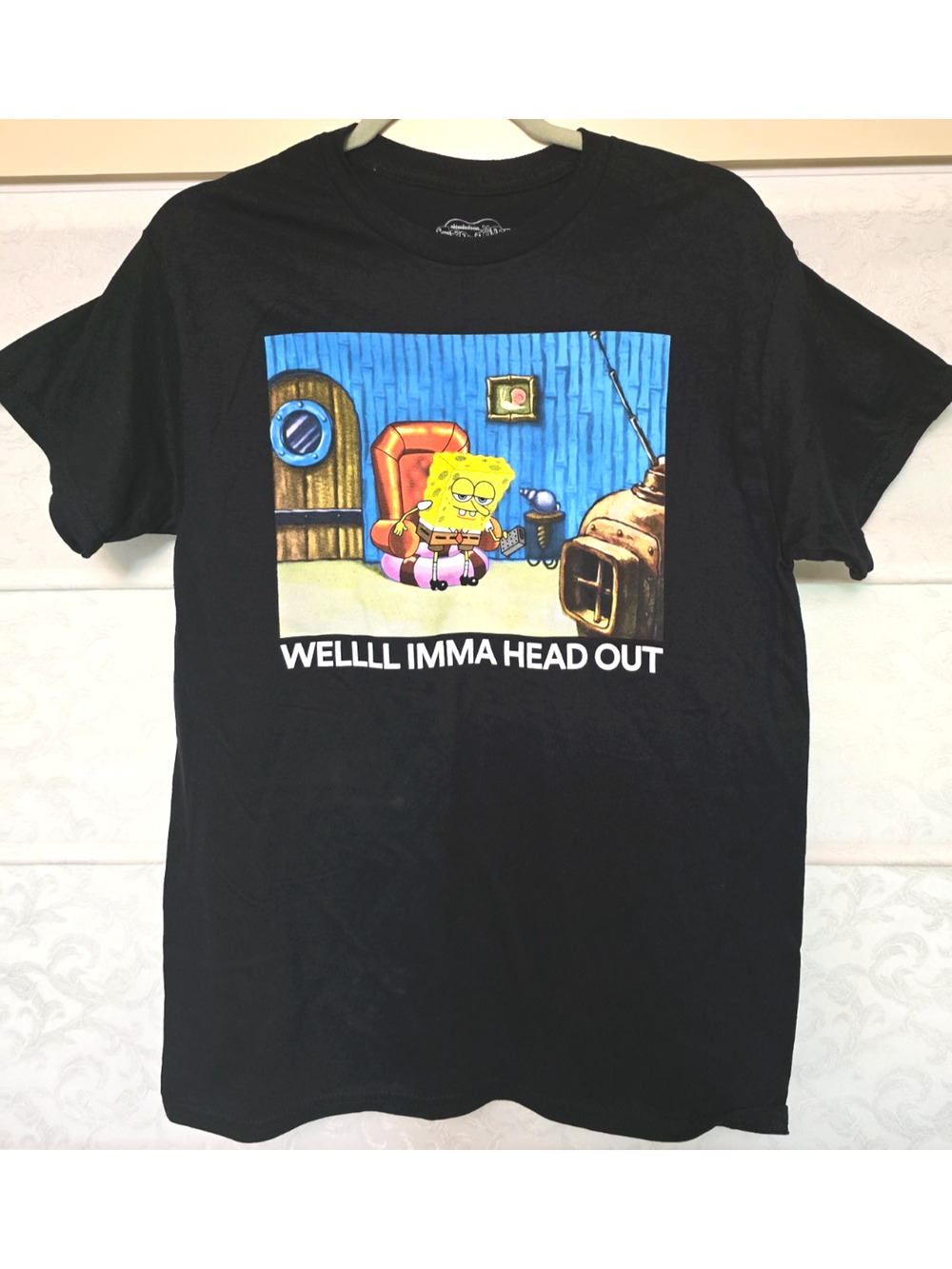 SpongeBob SquarePants Well Imma Head Out Meme T Shirt Black Mens Medium NEW NWOT